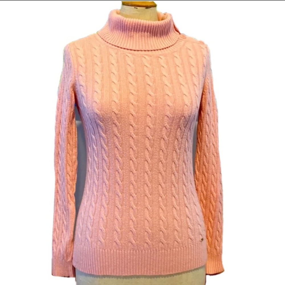 Tommy Hilfiger turtleneck sweater with one sided  button neck. Pale pink…